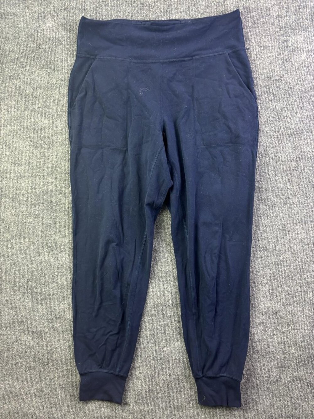 Lululemon Jogger Pants Womens 8 Blue Knit High Rise Cuffed Pockets Lounge Yoga